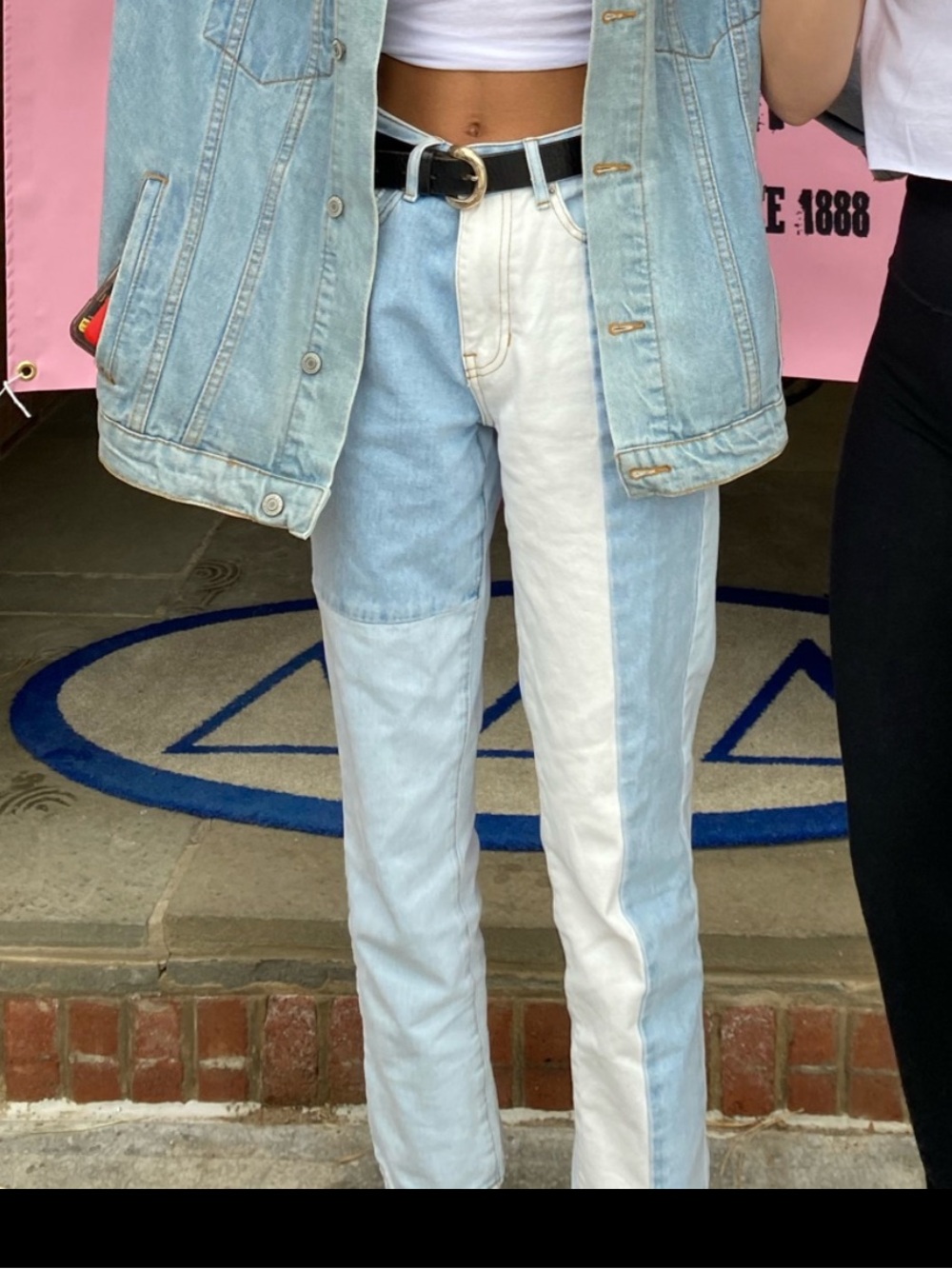 Two tone mom jeans